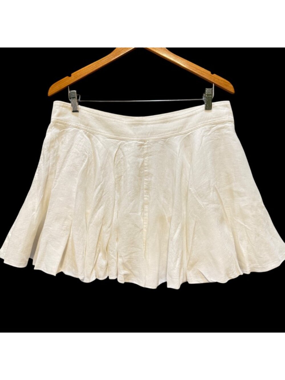 J Crew White Pleated Linen Mini Skirt Size 14 Summer Cottagecore Tennis Clueless - Picture 2 of 10